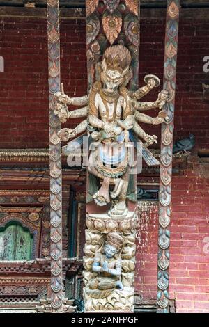 Multi-bewaffneten Tantrische Göttinen, Changu Narayan Tempel im Tal von Katmandu, Nepal Stockfoto