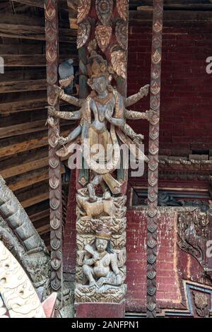 Multi-bewaffneten Tantrische Göttinen, Changu Narayan Tempel im Tal von Katmandu, Nepal Stockfoto