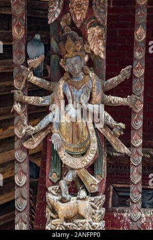 Multi-bewaffneten Tantrische Göttinen, Changu Narayan Tempel im Tal von Katmandu, Nepal Stockfoto