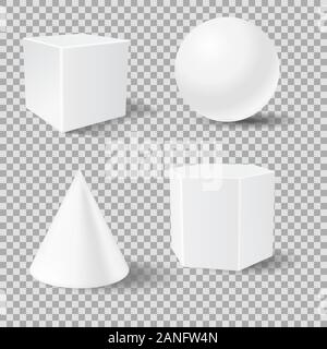 Geometrische Formen. Weiße 3D-Modellerstellung Vorlagen Stock Vektor