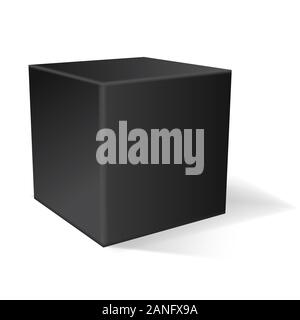Black Cube. 3d geometrische Form Stock Vektor