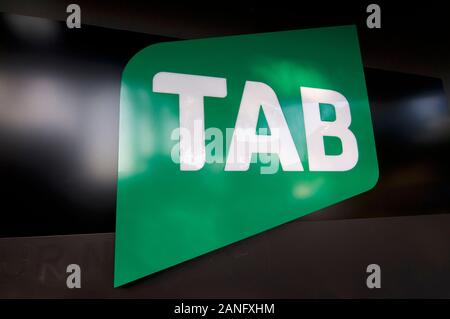 Brisbane, Queensland, Australien - 27 November 2019: Ansicht des Totalisators Agentur Board, oder die Registerkarte Anmelden. Registerkarte von tabcorp Holdings Limited. Stockfoto