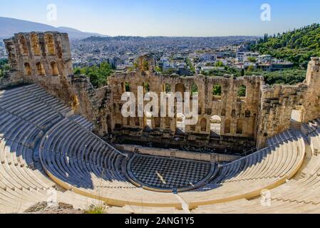 Odeon des Herodes Atticus, ein Römisches Theater an der Akropolis von Athen in Griechenland Stockfoto