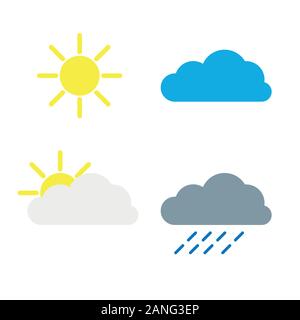 Moderne wetter Symbole gesetzt. Flache vektor Symbole auf dunklem Hintergrund. Stock Vektor