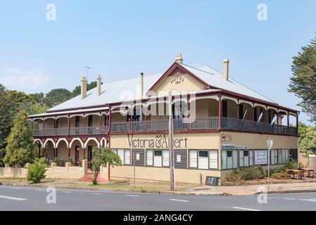 Das Victoria and Albert Guesthouse am Mount Victoria in den New South Wales Blue Mountains hat seit den 1860-Jahren verschiedene Besitzer und Nutzungen (siehe Hinweis) Stockfoto