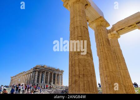 Parthenon, die berühmten antiken Tempel auf der Akropolis von Athen, Griechenland Stockfoto