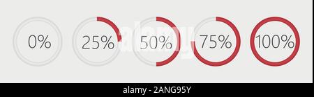 Moderne Kreis Fortschrittsbalken, Laden und Pufferung Prozentsatz Icon Set Vector Illustration. Web Icon Stock Vektor