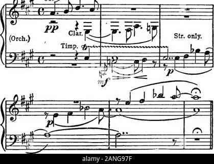 Moderne Harmonie, seine Erklärung und Anwendung. Ex. 151. Molto moderato. SIBELIUS, 4. Symphonie.. Beispiele 152 und 153 giv^ eine neue Skala noch unerprobten, anda Umsetzung von C bis G. Es ist teilweise diatonisch, butlargely Tonale, 72 moderne Harmonie Ex. 152. C zu C. Stockfoto