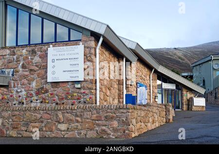 Standseilbahn, Cairngorm Mountain Ski Center, Cairngorms National Park, Aviemore, Scottish Highlands, November 2017, Schottland UK. Stockfoto