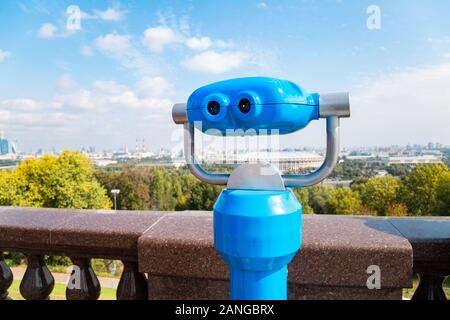 Sparrow Hill observatory Telescope und Stadtbild in Moskau, Russland Stockfoto