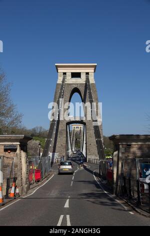 BRISTOL, Großbritannien - 8 April 2019. Clifton Suspension Bridge über den Avon Gorge eröffnet 1864. Bristol, England, UK, April 8, 2019 Stockfoto