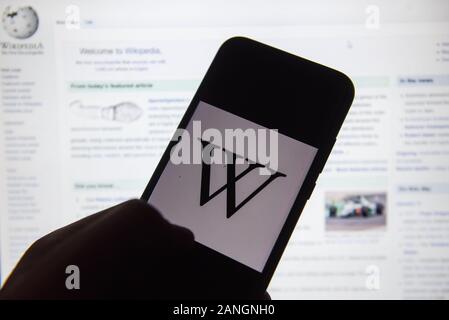 Januar 17, 2020 Polen: In diesem Foto Illustration einer Wikipedia Logo auf dem Smartphone angezeigt. (Bild: © Omar Marques/SOPA Bilder über ZUMA Draht) Stockfoto