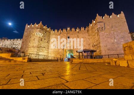 Damaskus Tor Nord Eingang zu moslemischen Viertel von Jerusalem, Israel Stockfoto