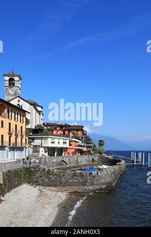 Dorf von Brissago am Lago Maggiore im Kanton Tessin, Schweiz Stockfoto