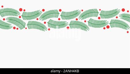 Christmas tree branches Grenze Fichte. Vector Illustration. Stock Vektor