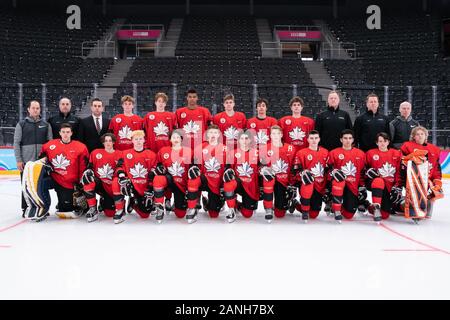 Lausanne, Schweiz. 17. Januar, 2020. Lausanne, Vaudoise Arena, Youth Olympic Games, Eishockey Männer, Team, Kanada. 17 Jan, 2020. FILION Vincent, Nelson Ty, MATEYCHUK Denton, Warren Noah, LINDGREN Matten, luneau Tristan, JOVANOVIC Matthäus, FANTILLI Adamo, Savoie Matthäus, DELIC Kocha, GUINDON Cedrick, LUDWINSKI FIMIS Pano, Paul, DANIELSON Nate, VERREAULT Antonin, COTE Justin, Ernst Dylan Credit: SPP Sport Presse Foto. /Alamy leben Nachrichten Stockfoto