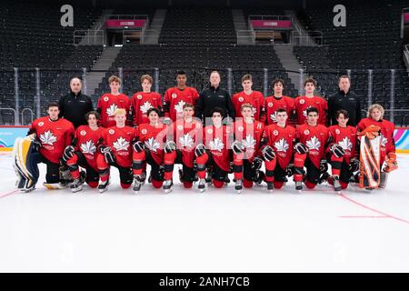 Lausanne, Schweiz. 17. Januar, 2020. Lausanne, Vaudoise Arena, Youth Olympic Games, Eishockey Männer, Team, Kanada. 17 Jan, 2020. FILION Vincent, Nelson Ty, MATEYCHUK Denton, Warren Noah, LINDGREN Matten, luneau Tristan, JOVANOVIC Matthäus, FANTILLI Adamo, Savoie Matthäus, DELIC Kocha, GUINDON Cedrick, LUDWINSKI FIMIS Pano, Paul, DANIELSON Nate, VERREAULT Antonin, COTE Justin, Ernst Dylan Credit: SPP Sport Presse Foto. /Alamy leben Nachrichten Stockfoto