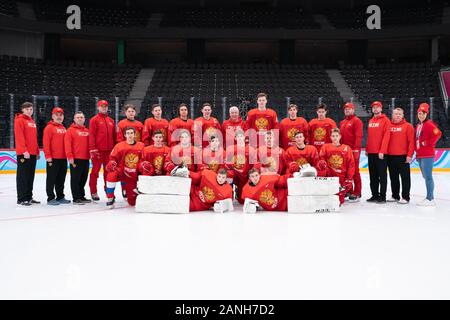 Lausanne, Schweiz. 17. Januar, 2020. Lausanne, Vaudoise Arena, Youth Olympic Games, Eishockey Männer, Team, Russland. 17 Jan, 2020. MURASHOV Sergei, SAFIN Adel, SAPUNOV ROGOVSKI Vladislav, Ilya, GULYAYEV Michail, GRIGORJEWA Danil, MIROSHNICHENKO Ivan, GAZIZOV Ruslan, KVOCHKO Ilya, DUDA Artyom, MALYAVIN DOLZHENKOV Kirill, Andrei, Nikita, RYZHOV MICHKOV Matvei, KUDRYAVTSEV Kirill, MALOV Wjatscheslaw Iwanow Sergei Credit: SPP Sport Presse Foto. /Alamy leben Nachrichten Stockfoto