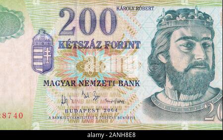 König Robert Portrait auf Ungarn 1000 Forint Banknote 2006 close up Fragment Stockfoto
