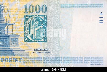 Visegrad Royal Brunnen auf Ungarn 1000 Forint Banknote 2006 close up Fragment Stockfoto