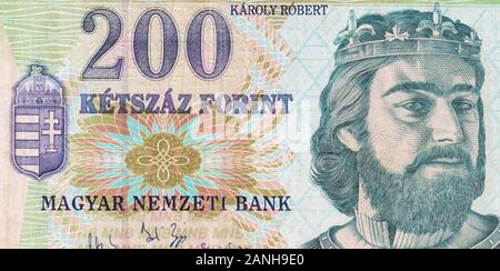 König Robert Portrait auf Ungarn 1000 Forint Banknote 2006 close up Fragment Stockfoto