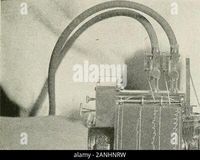 Erkrankungen der Brust und der Prinzipien der physischen Diagnose. Abb. 133.- Die Jacquet cardiosphygmograph. Die Vena jugularis auf der rechten, und die Caro-tid Arterie auf der Linken sowie die radial Pulse werden gleichzeitig aufgezeichnet. Stockfoto