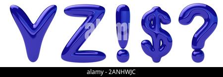 Luftballons Font. Blau, glänzend Buchstaben, die in der Form von Kugeln Stockfoto