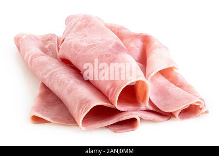 Gefaltete rasiert Schichten oh Schinken isoliert auf Weiss. Stockfoto