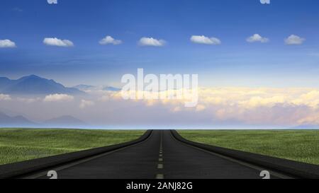 Die 3D-Darstellung des Berges Autobahn Straße Stockfoto