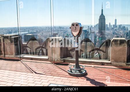 View Point Teleskop von rockfeller Gebäude New York United States 10/04/2014 Stockfoto