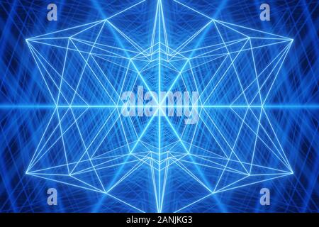 Geometrische bunte leuchtende Neon bauen, Abstraktion Hintergrund. Gelenke der Knochen, die in geometrischen Formen. 3D-Rendering. Stockfoto