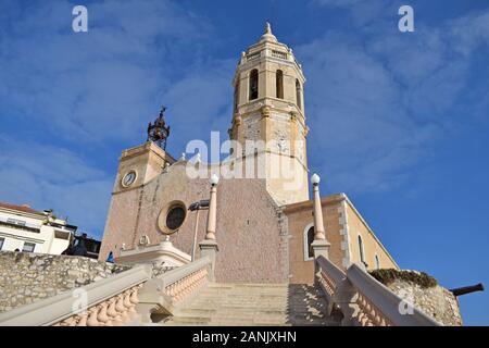 Kirche von San Bartolomé und Santa Tecla, in Sitges, Barcelona Spanien Stockfoto