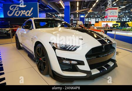 Montreal, Quebec, Kanada, Januar 16,2020. Ford Shelby GT500 Mustang auf Anzeige in Montreal, Quebec, Kanada. Credit: Mario Beauregard/Alamy Nachrichten Stockfoto