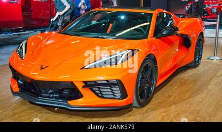 Montreal, Quebec, Kanada, Januar 16,2020. neue Chevrolet Corvette 2020 Mitte Motor auf Anzeige in Montreal, Quebec, Kanada. Credit: Mario Beauregard/Alamy Nachrichten Stockfoto