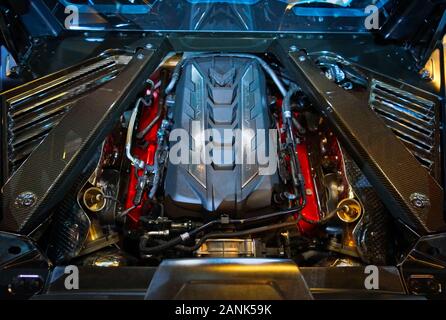 Montreal, Quebec, Kanada, Januar 16,2020. neue Chevrolet Corvette Motor 2020 in Montreal, Quebec, Kanada. Credit: Mario Beauregard/Alamy Nachrichten Stockfoto