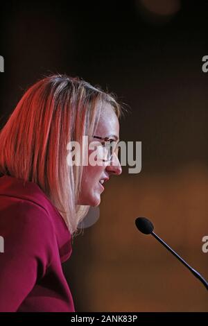 Rebecca Long-Bailey startet ihre Kampagne für Labour Party Führung zu einem Mitglieder und Unterstützer" Ereignis in der Wissenschaft & Industrie Museum, Manchester. Stockfoto