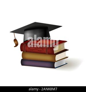 Eine Abschlussfeier Mörtel auf Bücher. Vektor Stock Vektor