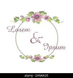 Einstellen der Karte mit Blumen und Blätter für die hochzeit einladung. Schriftzug. Blumen Poster, einladen. Vektor dekorative Grußkarte. Stock Vektor