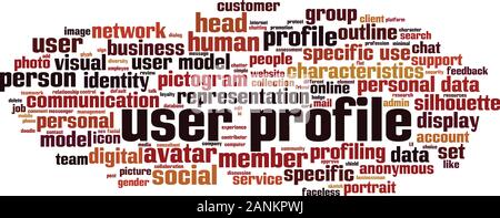 User Profil Wort cloud Konzept. Collage aus Worten über Ihr Benutzerprofil. Vector Illustration Stock Vektor
