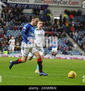 Glasgow, Schottland, Großbritannien. 17. Januar 2020. Rangers FC spielte gegen Stranraer FC im vierten (4.) Runde der Scottish Cup in Ibrox Fußballstadion, Glasgow, Schottland, Großbritannien in einem knock out Wettbewerb, um zu bestimmen, welche Mannschaft nach vorne geht in die nächste Runde. Förster sind derzeit sitzen den zweiten Platz in der Premier League und Stranraer sind zehnten (10.) in die Scottish First Division platziert. Rangers gewann 2-0 Credit: Findlay/Alamy Nachrichten Stockfoto