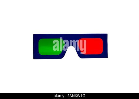 Anaglyph 3D Grün- und Rotgläser Stockfoto