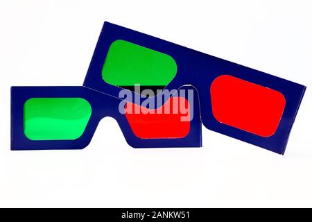 Anaglyph 3D Grün- und Rotgläser Stockfoto