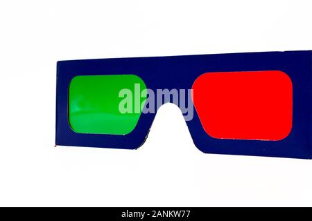 Anaglyph 3D Grün- und Rotgläser Stockfoto