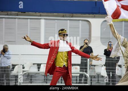 Sao Paulo, Brasilien. 17 Jan, 2020. Januar 17, 2020: Mitglieder von Colorado tun Bras Samba Schule an der Generalprobe für die bevorstehende Sao Paulo Karneval 2020 nehmen, am Anhembi Sambadrome. Die Parade findet am 21. Februar und 22. (Bild: © Paulo Lopes/ZUMA Draht) Credit: ZUMA Press, Inc./Alamy leben Nachrichten Stockfoto