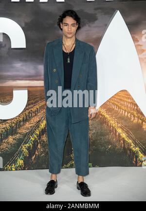 London, Großbritannien. 15 Jan, 2020. Evan Evagora besucht die Europäische Premiere von Amazon Original Star Trek: Picard' im Odeon Luxe Leicester Square in London. Credit: SOPA Images Limited/Alamy leben Nachrichten Stockfoto