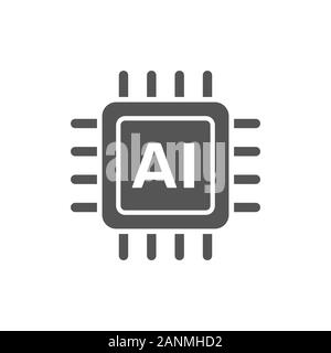 AI-CPU, Künstliche Intelligenz Konzept - Computer chip Mikroprozessor mit AI unterzeichnen. EPS 10. Stock Vektor