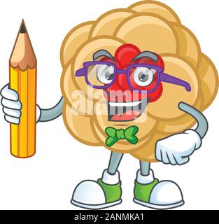 Ein Bild von Studierenden chinesischen Gold Blume Charakter holding Bleistift Stock Vektor