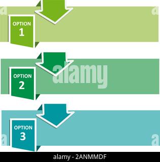 Vektor faq Labels, drei Optionen mit Pfeilen Stock Vektor