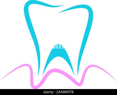 Vektor zeichen Zahnarzt, Blue Tooth und rosa Zahnfleisch Stock Vektor