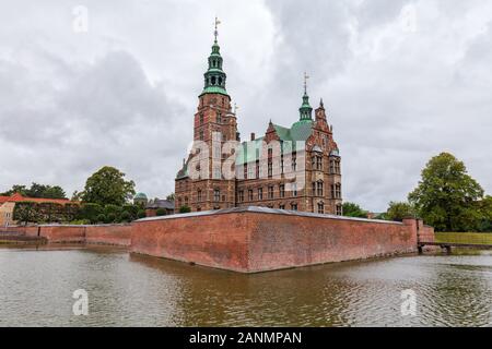 Weitwinkelansicht Schloss Rosenborg in Kopenhagen, Dänemark. Stockfoto